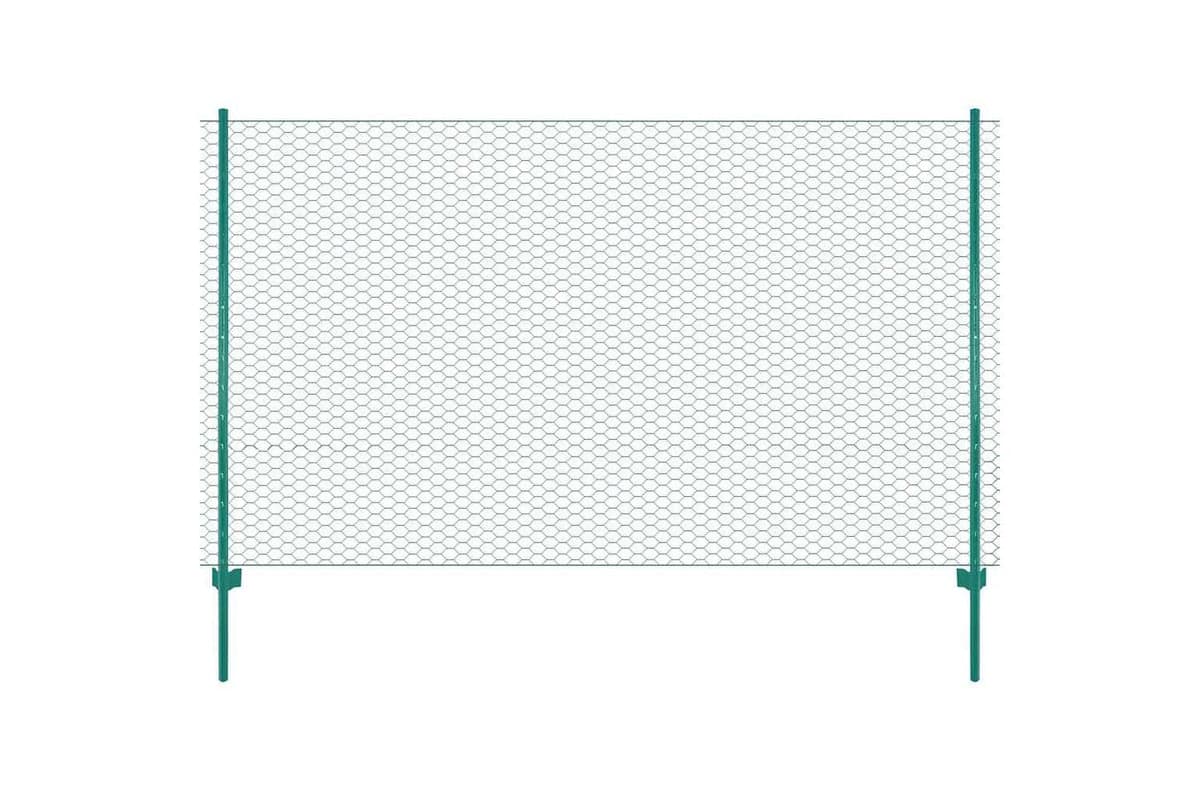 Vidaxl 144616 Wire Mesh Fence With Posts Steel 25x1.5 M Green