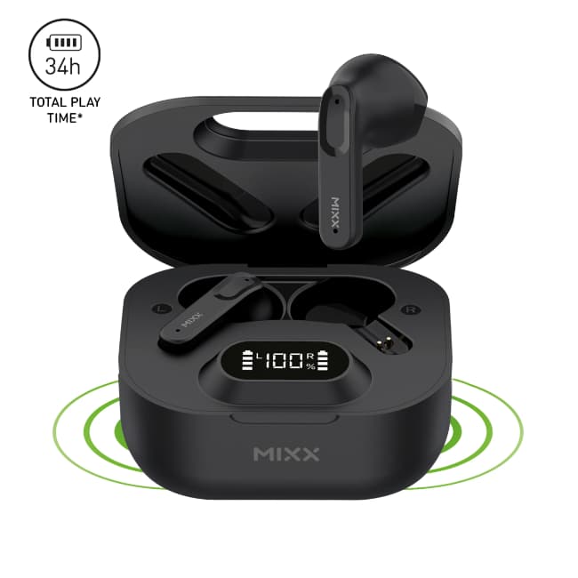 Mixx Streambuds Hybrid Charge Wireless Ear Buds - Black| SBHB-MB-MB-147