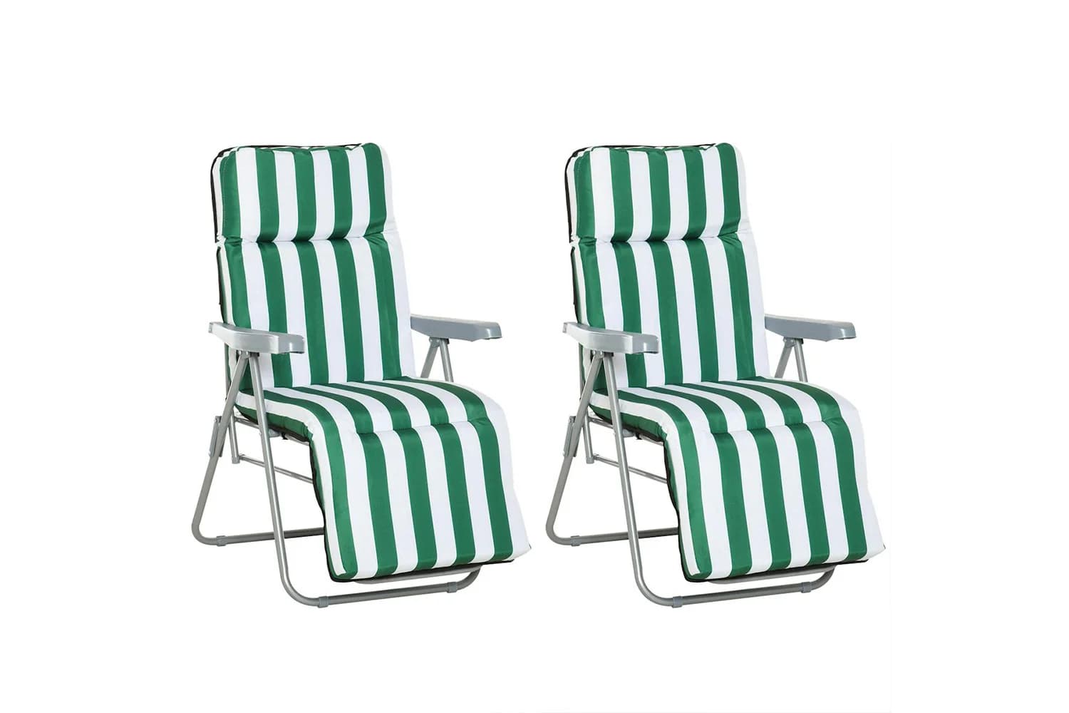 Outsunny Sun Lounge Chair | Green/White | Set of 2