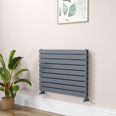 Riace Linea Dark Grey Anthracite Flat Designer Radiator 630x800mm Double Panel 3044 BTU - Horizontal Bars