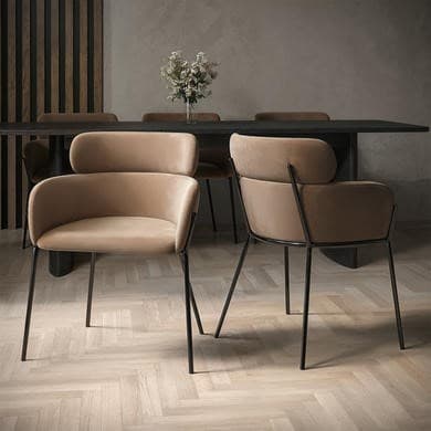 Beige Velvet - Curved Dining Chairs - Isla