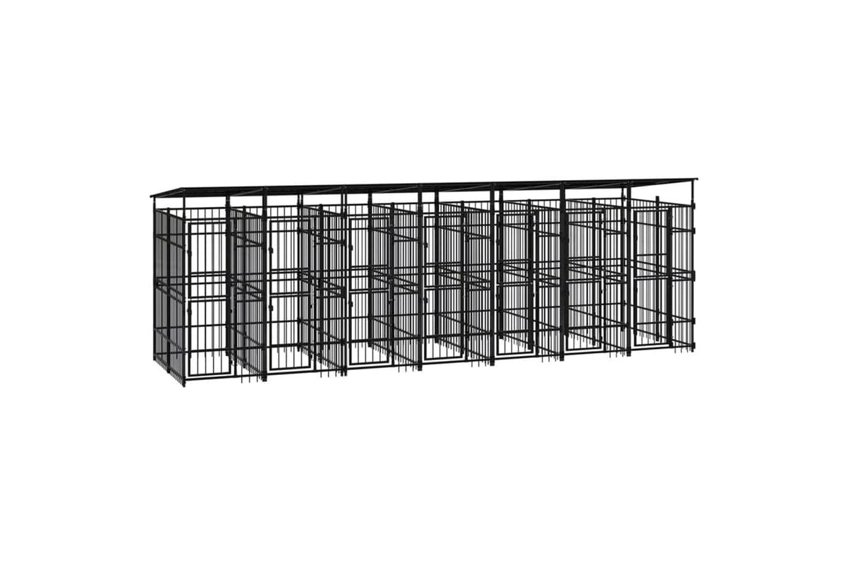 Vidaxl Outdoor Dog Kennel With Roof Steel 129 M