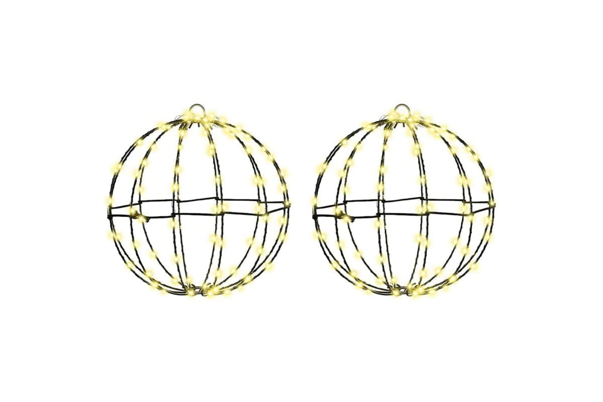 Vidaxl Ball With 192 Leds 2 Pcs Warm White 30 Cm Metal