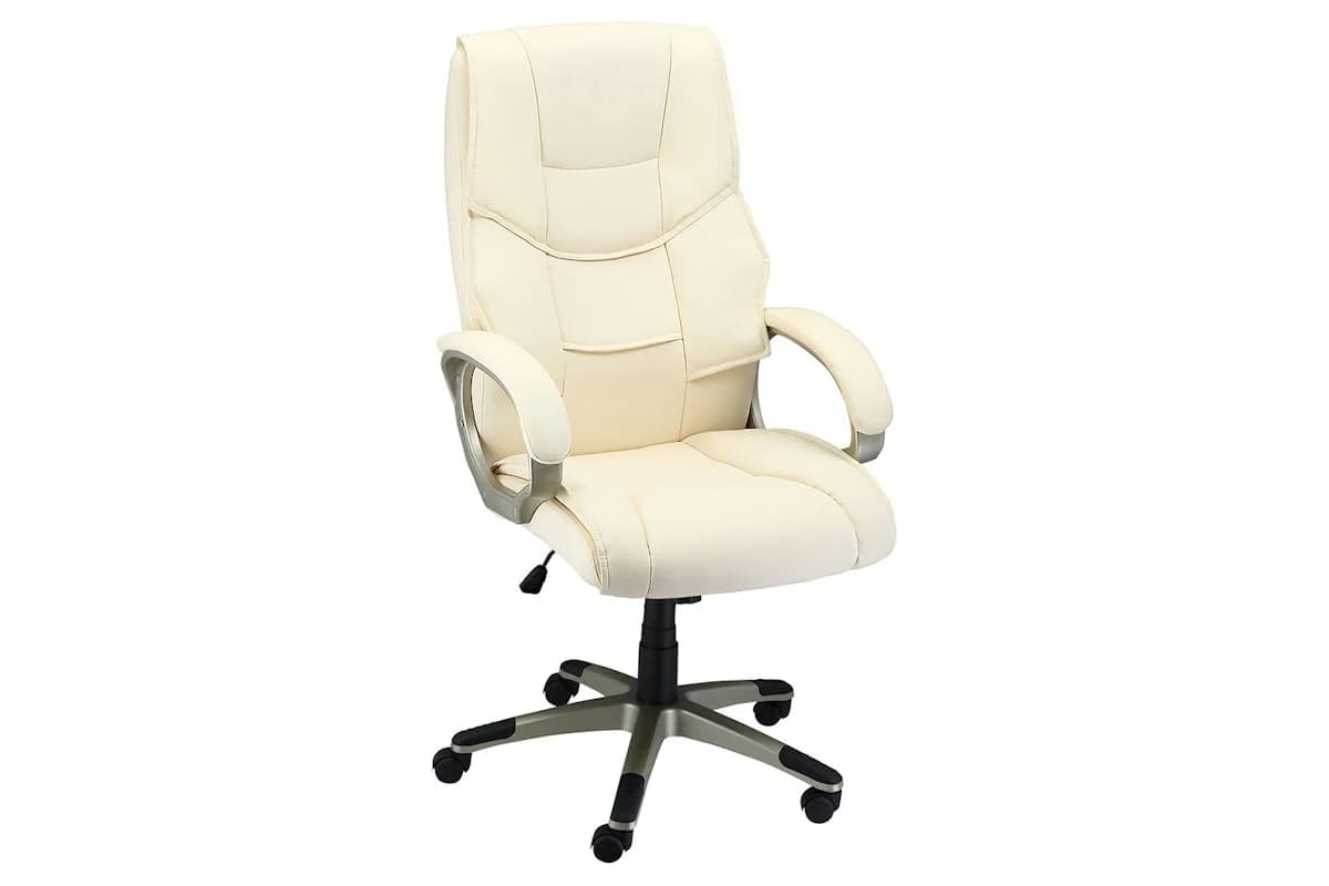 Homcom Height Adjustable Office Chair with Gold Effect | Cream