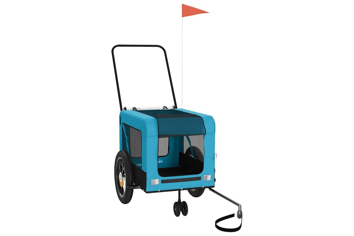Vidaxl 93946 Pet Bike Trailer Blue And Black Oxford Fabric And Iron
