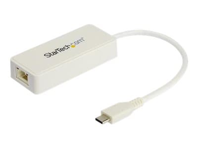 Startech USB C to Gigabit Ethernet Adapter with USB A Port, White 1Gbps NIC USB 3.0/USB 3.1 Type C Network Adapter, 1GbE USB-C RJ45/LAN TB3 Compatible