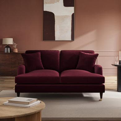Burgundy Velvet 2 Seater Sofa - Payton