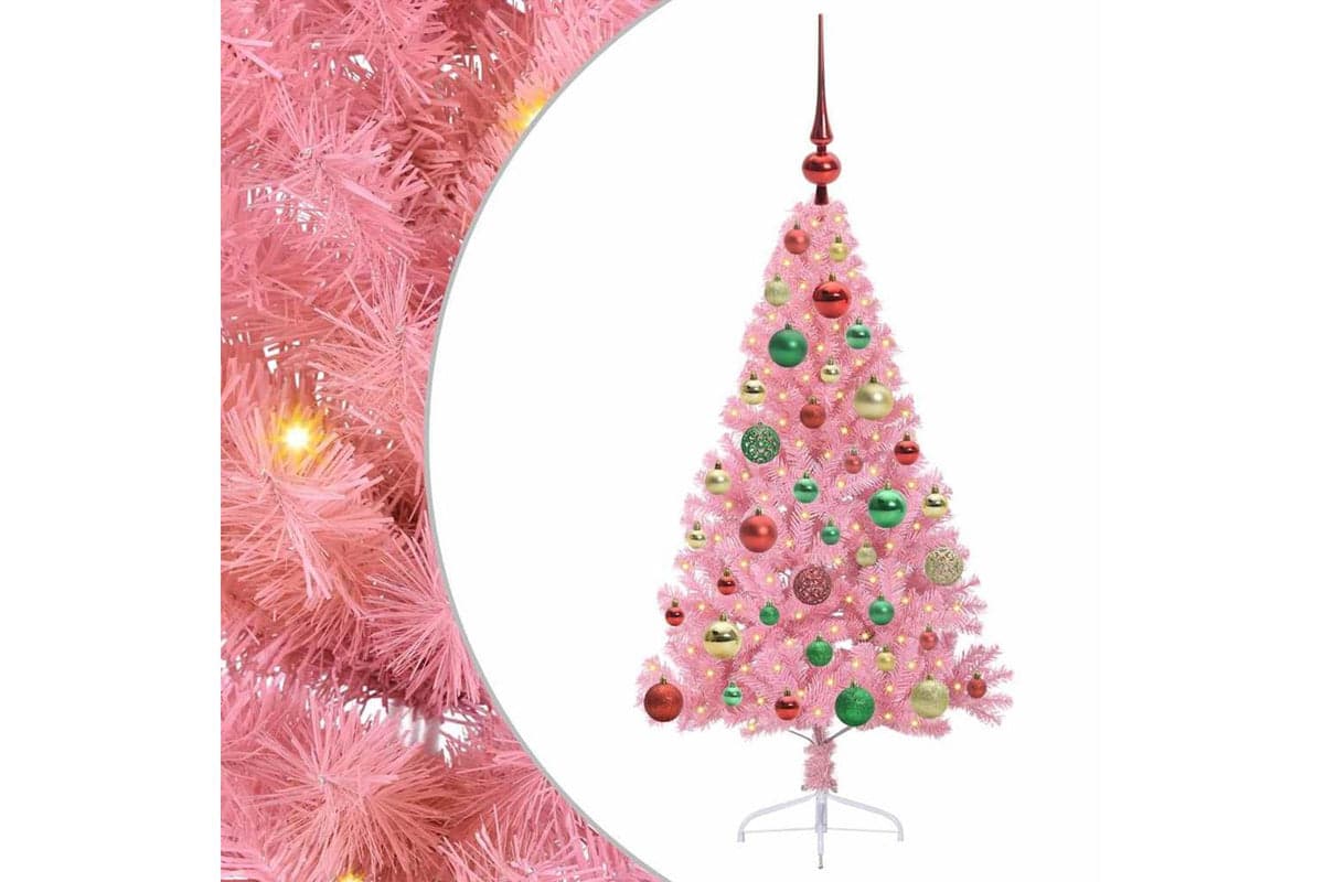 Vidaxl Artificial Pre-lit Christmas Tree With 150 Leds Pink 120 Cm Pvc