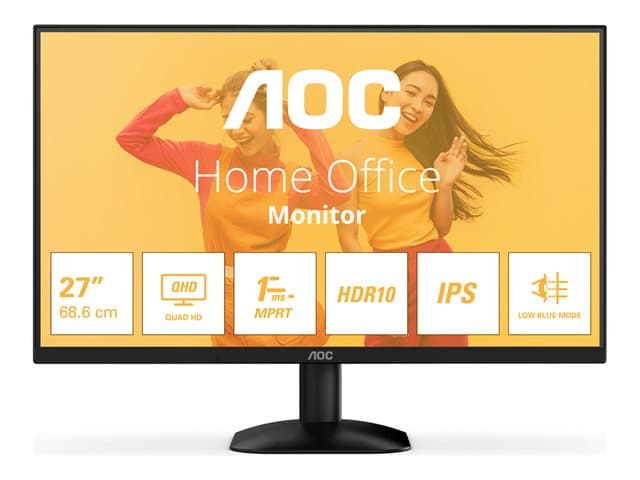 AOC - Basic-line Q27B35E - LED monitor - 27" - 2560 x 1440 QHD @ 75 Hz - IPS - 300 cd/m² - 1500:1 - HDR10 - 1 ms - HDMI, DisplayPort - black