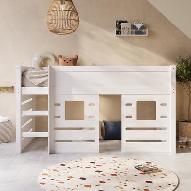 White Mid Sleeper Cabin Bed with Den - Saint