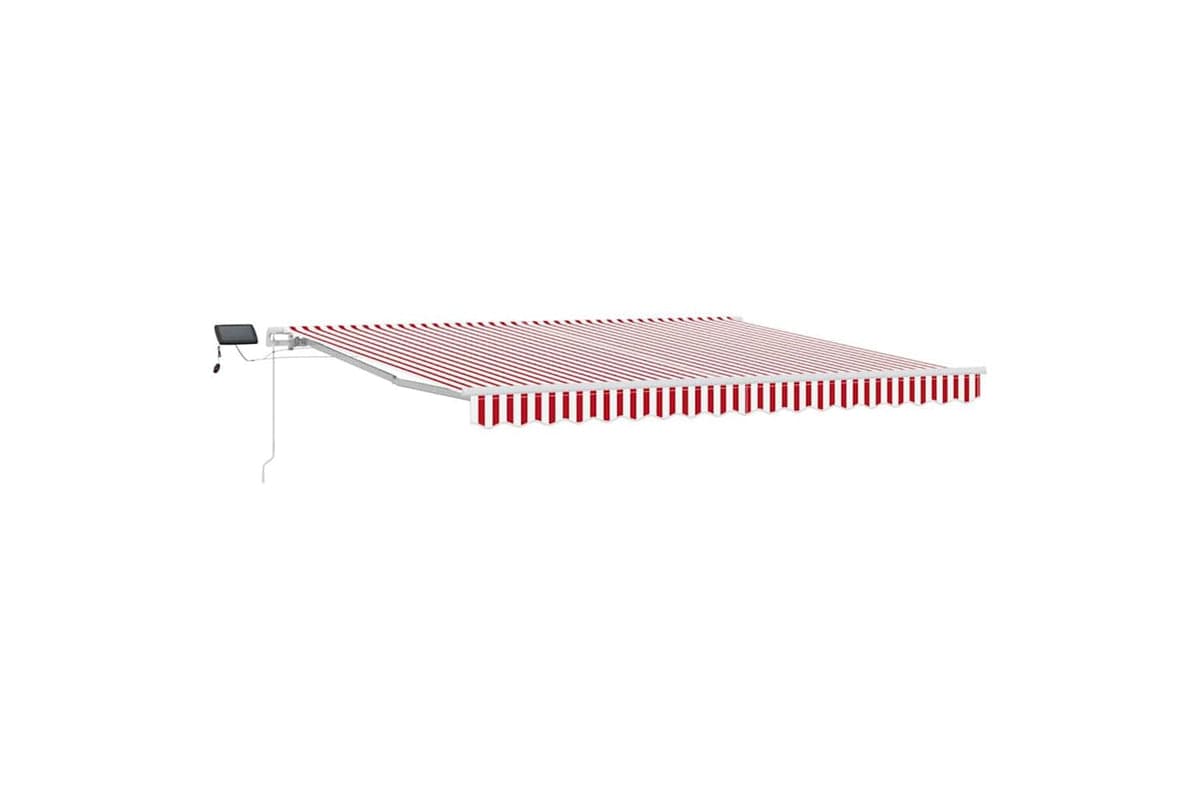 Vidaxl Retractable Awning With Red And White 400 X 300 Cm Fabric