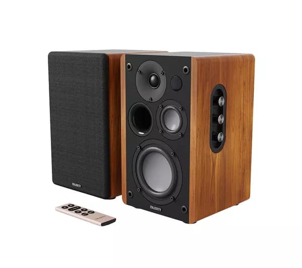 MAJORITY D100 Bluetooth Bookshelf Speakers - Black & Wood