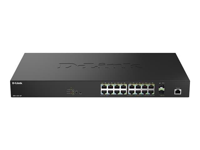 D-LINK - DMS-1250-18P - Switch - L2+ - smart - 16 x 10/100/1000/2.5G (PoE++) + 2 x 10 Gigabit SFP+ - desktop - PoE++ (370 W)