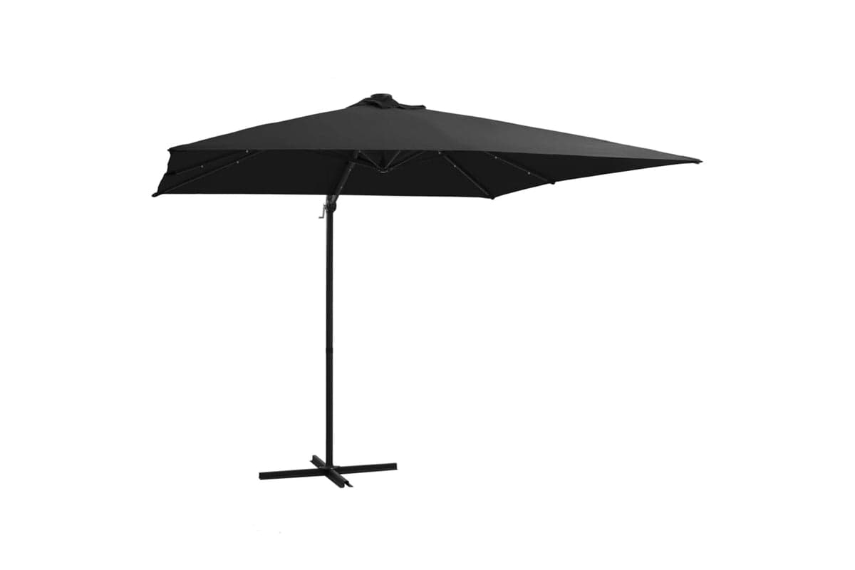 Vidaxl 46996 Cantilever Umbrella With Led Lights And Steel Pole 250x250 Cm Black