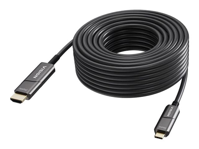 VISION - Adapter cable - USB-C male to HDMI male - 50 m - fibre optic - black - 4K60Hz (3840 x 2160) support, active