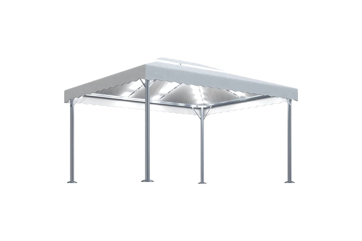 Vidaxl 3070351 Gazebo With Led String Lights 400x300 Cm Cream Aluminium