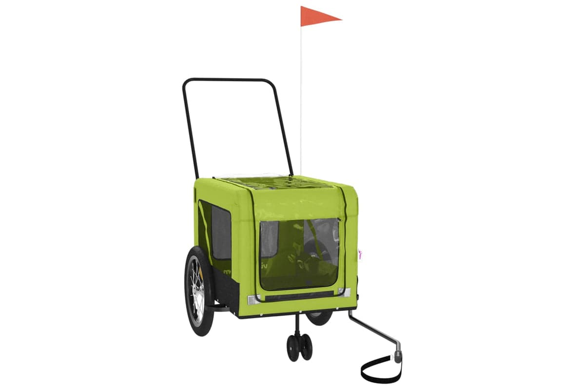 Vidaxl 93941 Pet Bike Trailer Green And Black Oxford Fabric And Iron