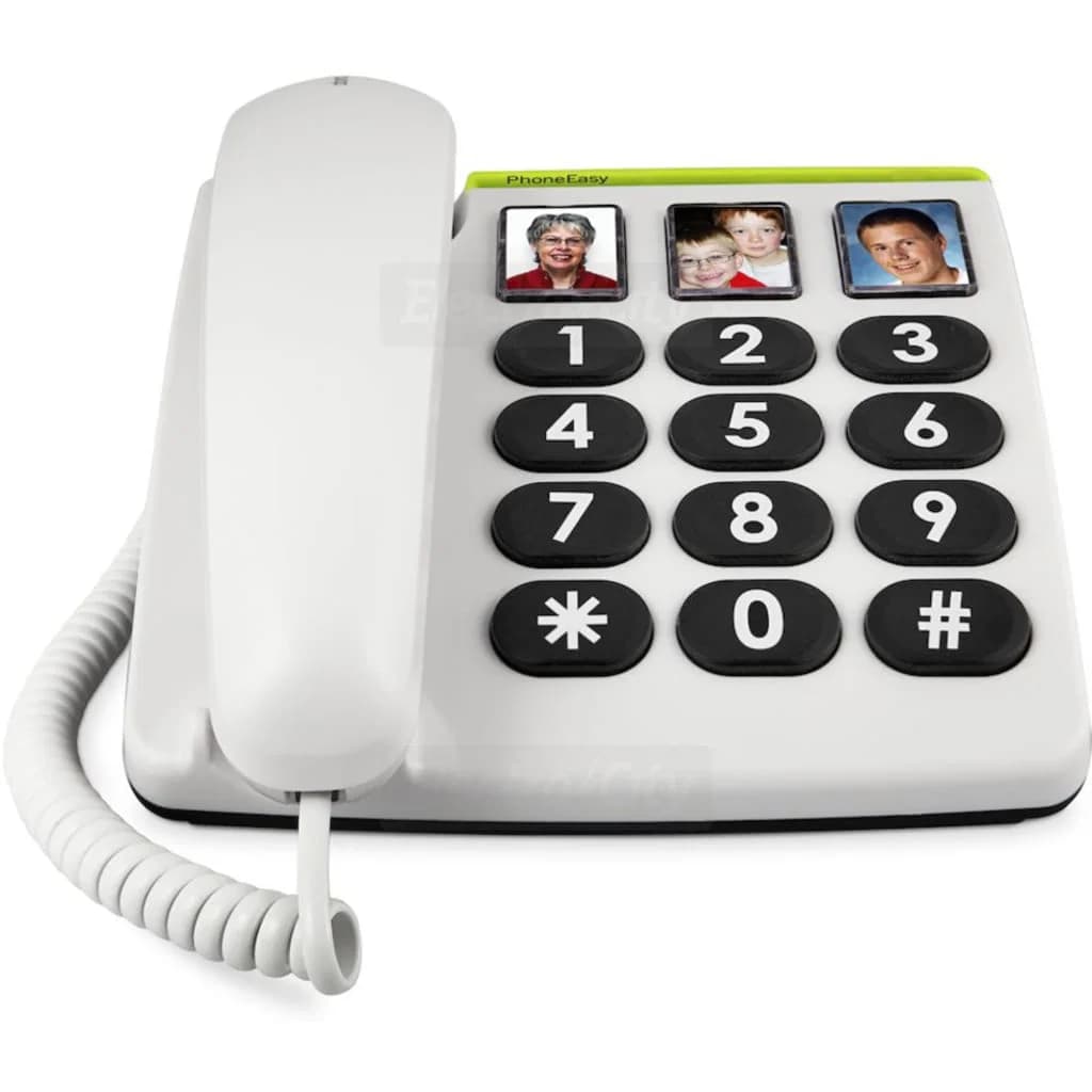 Doro PhoneEasy 331ph Corded Telephone with Photo One-Touch Buttons | White