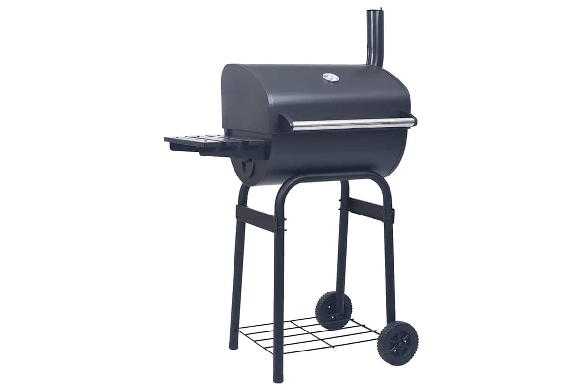 Vidaxl Charcoal Bbq Grill Smoker With Bottom Shelf Black