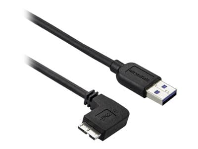 STARTECH.COM - StarTech 0.5m 20in Slim Micro USB 3.0 Cable M/M - Left-Angle Micro-USB - USB 3.0 A to Micro B - Angled Micro USB - USB 3.1 Gen 1 5Gbps (USB3AU50CMLS) - USB cable - Micro-USB Type B to USB Type A - 50 cm
