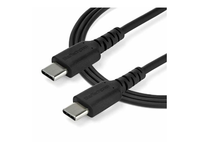 STARTECH.COM - StarTech 1m USB C Charging Cable, Durable Fast Charge & Sync USB 2.0 Type C to USB C Laptop Charger Cord, TPE Jacket Aramid Fiber M/M 60W Black, Samsung S10, S20 iPad Pro MS Surface - Heavy Duty and Rugged - USB-C cable - USB-C to USB-C - 1 m