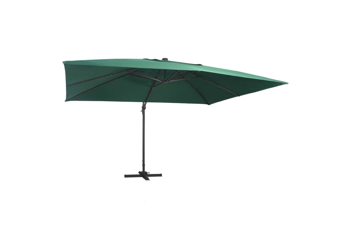 Vidaxl 47005 Cantilever Umbrella With Led Lights And Aluminium Pole 400x300 Cm Green