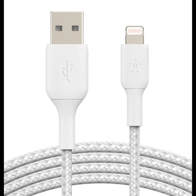 Belkin Braided Lightning to USB-A Cable | 2m | White | CAA002BT2MWH