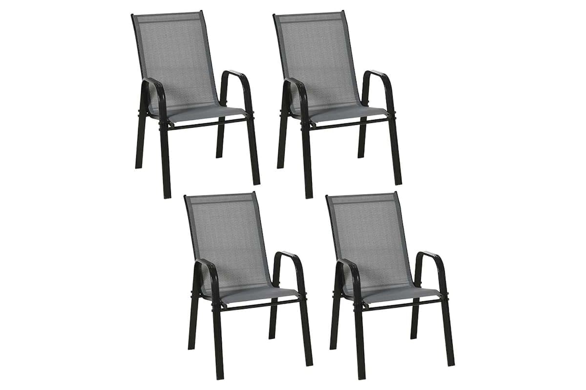 Outsunny Outdoor Garden Chairs | Dark Grey | Set of 4
