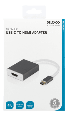 Deltaco USB-C to HDMI Adapter | 0.2m | USBCHDMI