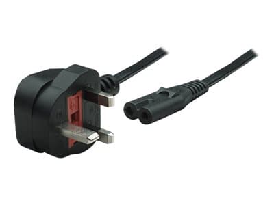 MANHATTAN - Power Cord/Cable, UK 3-pin plug to C7 Female (figure of eight), 1.8m, 13A, Black, Lifetime Warranty, Polybag - power cable - power IEC 60320 C7 to BS 1363 - 1.8 m