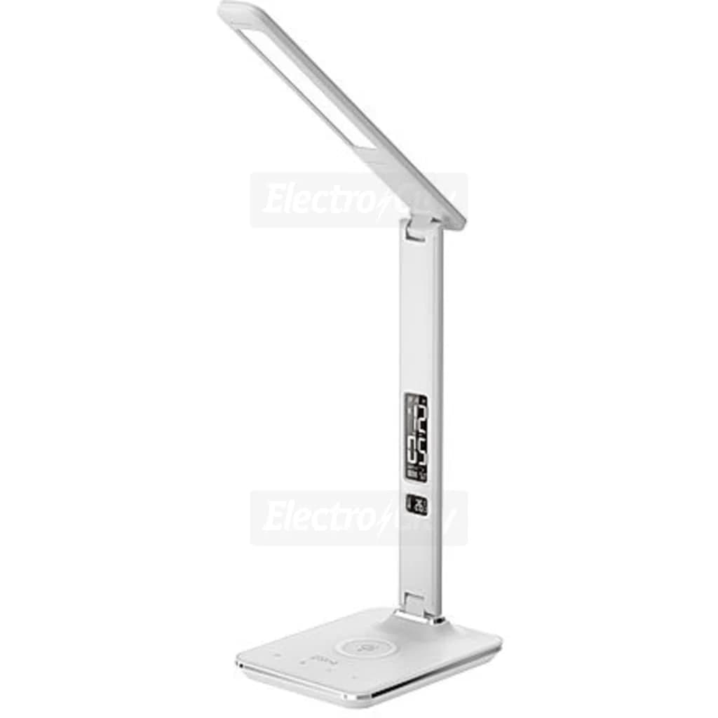 Groov-e ARES LED Desk Lamp with Wireless Charging Pad & Clock | White