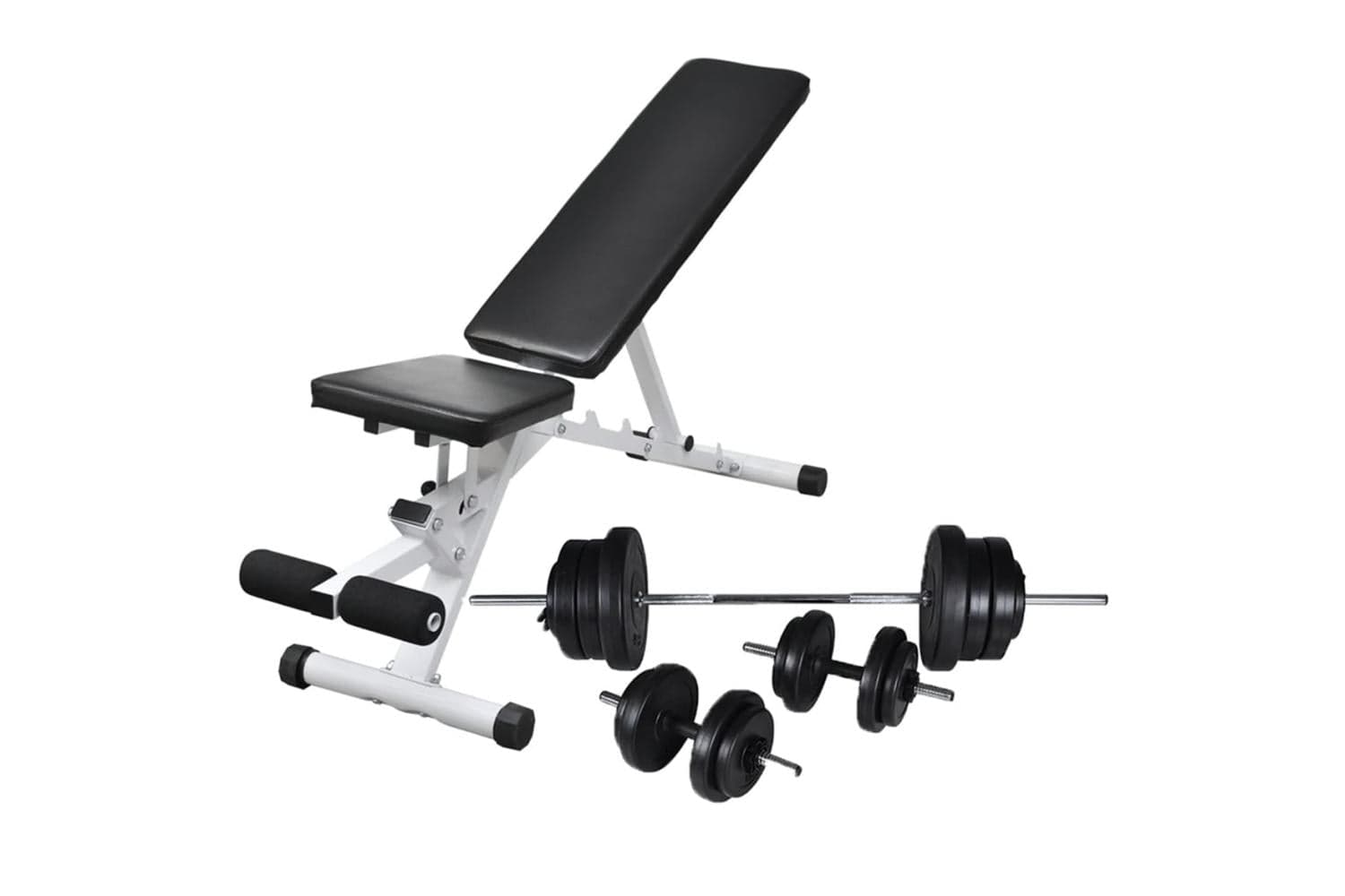 Vidaxl 275347 Workout Bench With Barbell And Dumbbell Set 60.5 Kg
