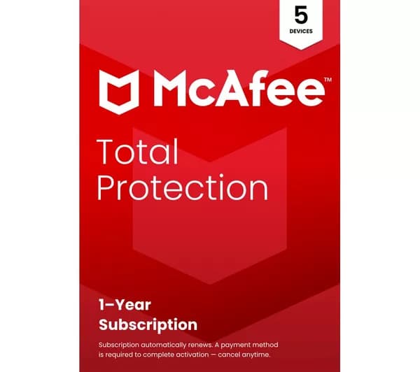 MCAFEE Total Protection - 1 year (automatic renewal) for 5 devices