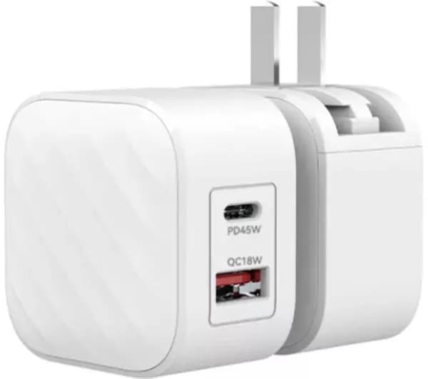 SILVERLABEL E71029025 45 W Dual USB Type-C & Type-A Charger - White