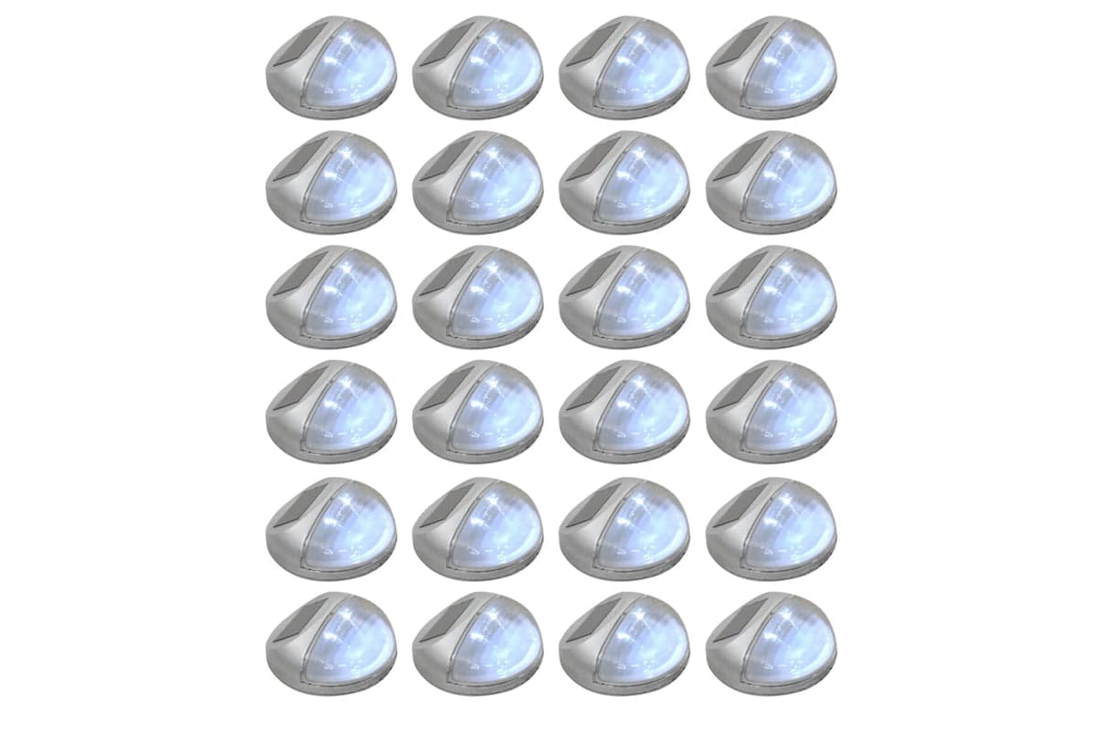 Vidaxl 277140 Outdoor Solar Wall Lamps Led 24 Pcs Round Silver