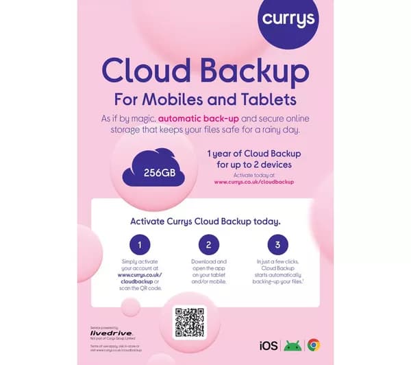 CURRYS Cloud Backup for Tablets & Mobiles - 256 GB, 1 year