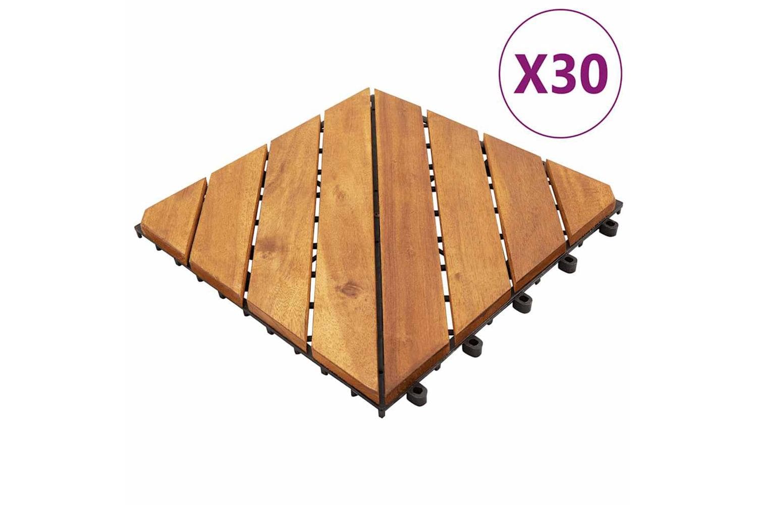vidaXL 3114667 Decking Tiles 30 Pcs Brown 30x30cm Solid Woo