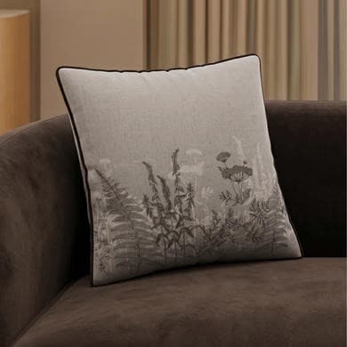 Beige Floral Patterned Piped Sofa Scatter Cushion - 45 x 45cm - Tara