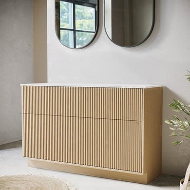 Matira 1250mm Wooden Fluted Freestanding Double Countertop Vanity Unit