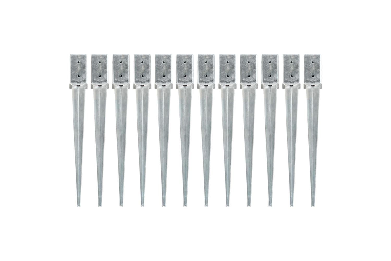vidaXL 145409 Ground Spikes 12 Pcs Silver 8x8x76cm Galvanised Steel