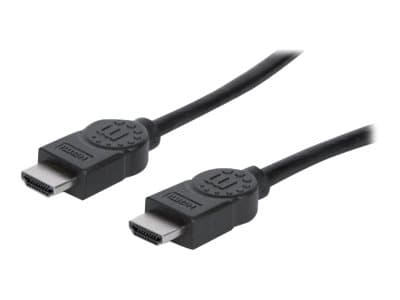 Manhattan HDMI Cable, 4K@30Hz (High Speed), 1m, Male to Male, Black, Ultra HD 4k x 2k, Fully Shielded, Gold Plated Contacts, Lifetime Warranty, Polyba