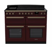 Rangemaster Estel Deluxe 110cm Induction Range Cooker - Bordeaux with Brass Trim | ESDLB110EIPBOR/AB1