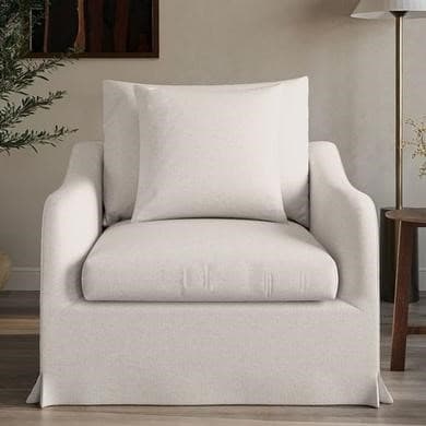 Cream Fabric Slipcover Armchair - Eliza