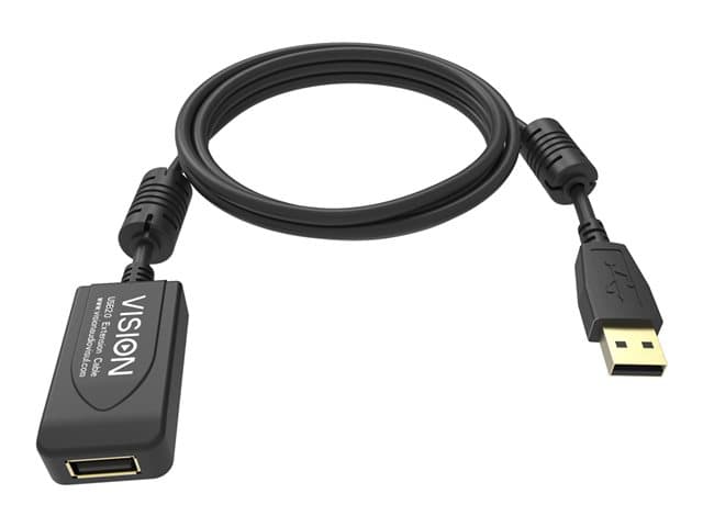 VISION - Professional - USB extension cable - USB (M) to USB (F) - USB 2.0 - 5 m - active booster inline - black
