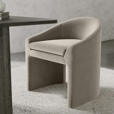 Set of 4 Upholstered Mink Velvet Curved Dining Chairs - Kelsey