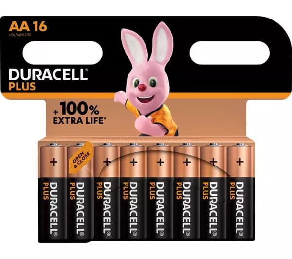 DURACELL Plus AA Alkaline Batteries - Pack of 16