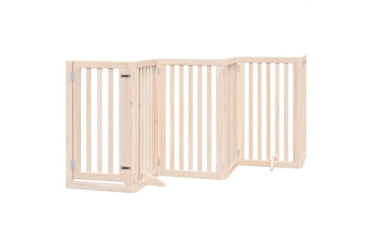 Vidaxl Dog Gate With Door Foldable 6 Panels 300 Cm Poplar Wood
