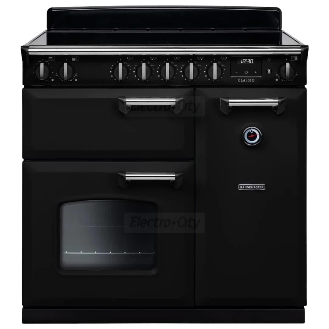 Rangemaster Classic 90cm Induction Range Cooker | Black & Chrome