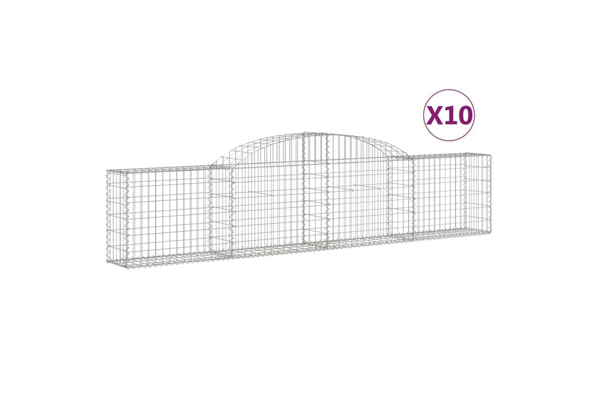 vidaXL 3146493 Arched Gabion Baskets 10 Pcs 300x30x60/80cm Galvanised Iron