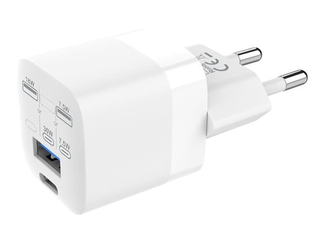 VISION - Power adapter - 30 Watt - 3 A - QC 3.0 - 2 output connectors (USB-C, USB) - white - Europe